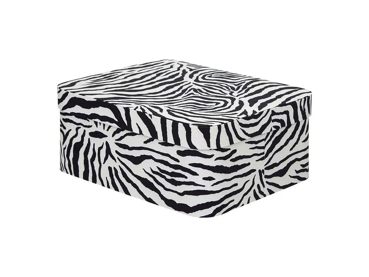 Lot de 4 Boîtes Déco Zébra "Polybox" 39cm Beige