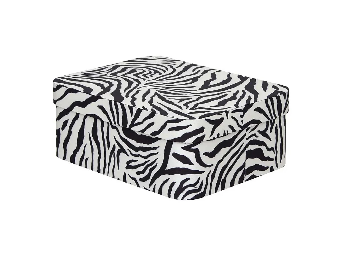 Lot de 4 Boîtes Déco Zébra "Polybox" 39cm Beige