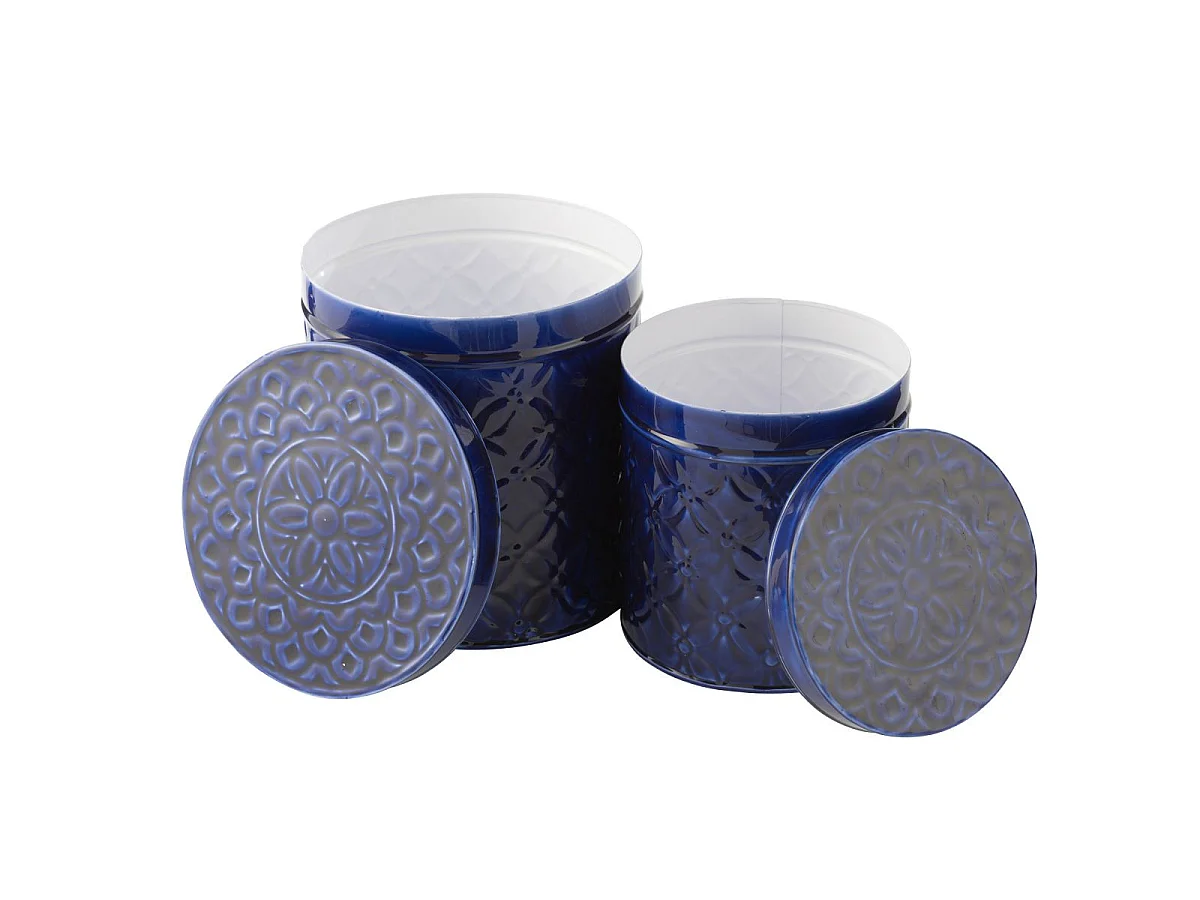 Lot de 2 Boîtes en Métal "Nag" 20cm Bleu