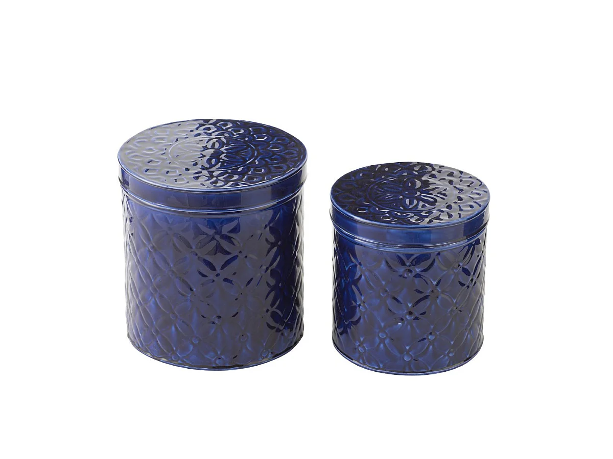 Lot de 2 Boîtes en Métal "Nag" 20cm Bleu
