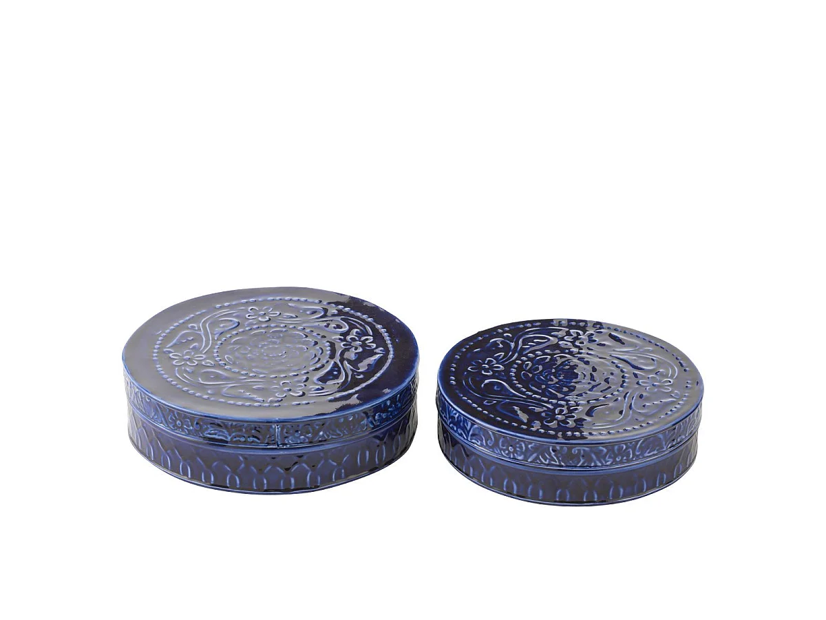 Lot de 2 Boîtes en Métal "Nag" 24cm Bleu