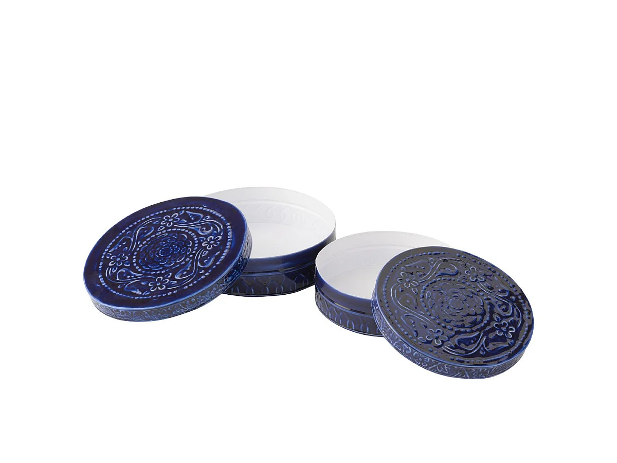 Lot de 2 Boîtes en Métal "Nag" 24cm Bleu