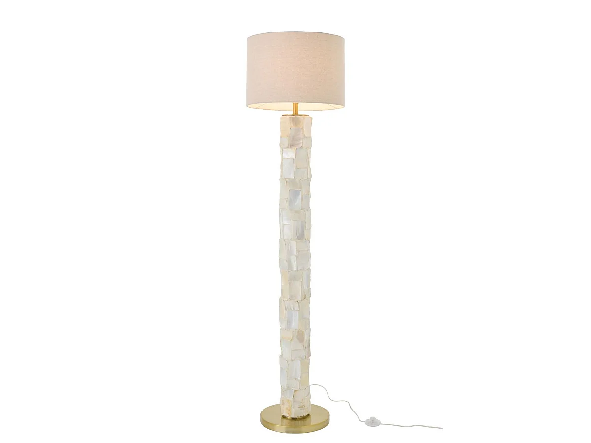 Lampadaire Coquillage "Effet Perlé" 156cm Blanc Cassé