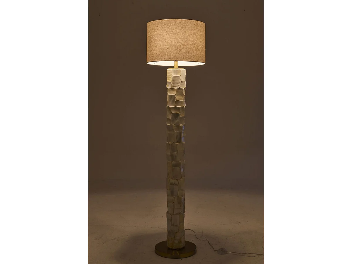 Lampadaire Coquillage "Effet Perlé" 156cm Blanc Cassé
