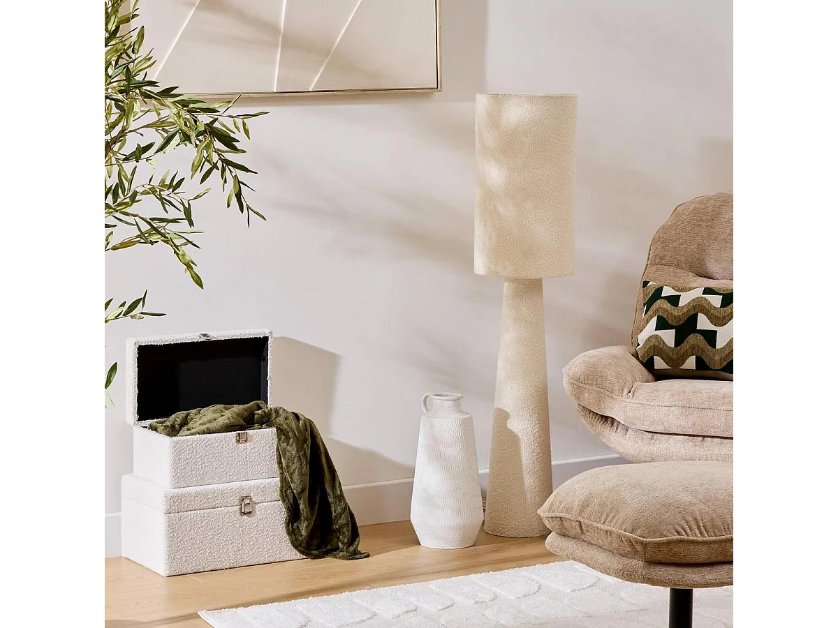 Lampadaire Bouclette "Solal" 124cm Blanc