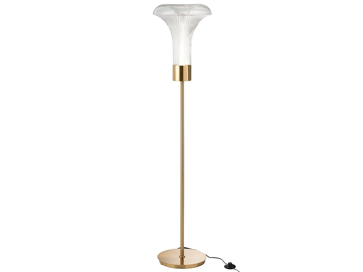 Lampadaire en Verre "Vito" 155cm Transparent & Or