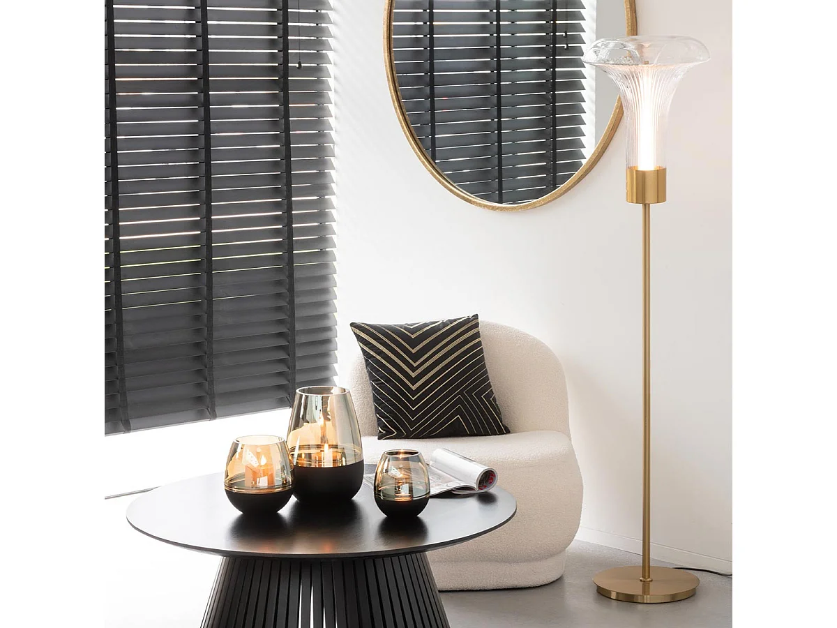 Lampadaire en Verre "Vito" 155cm Transparent & Or