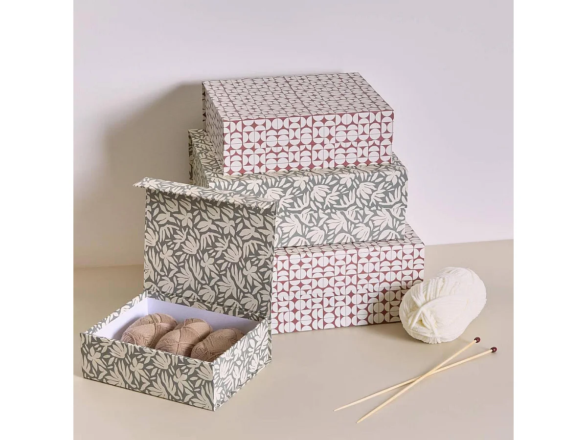 Lot de 4 Boîtes de Rangement "Floréa" 40cm Multicolore