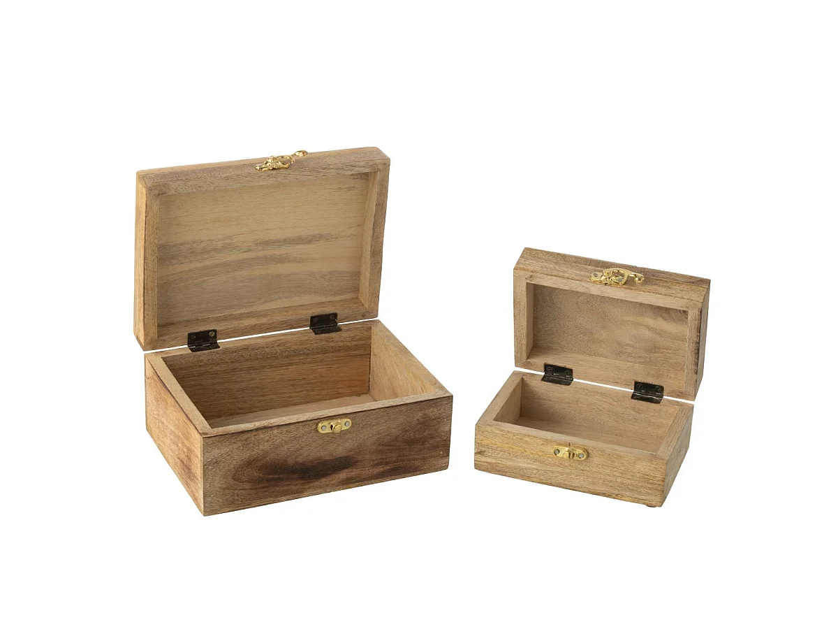 Lot de 2 Boîtes Déco en Bois "Cœur" 20cm Rose & Naturel