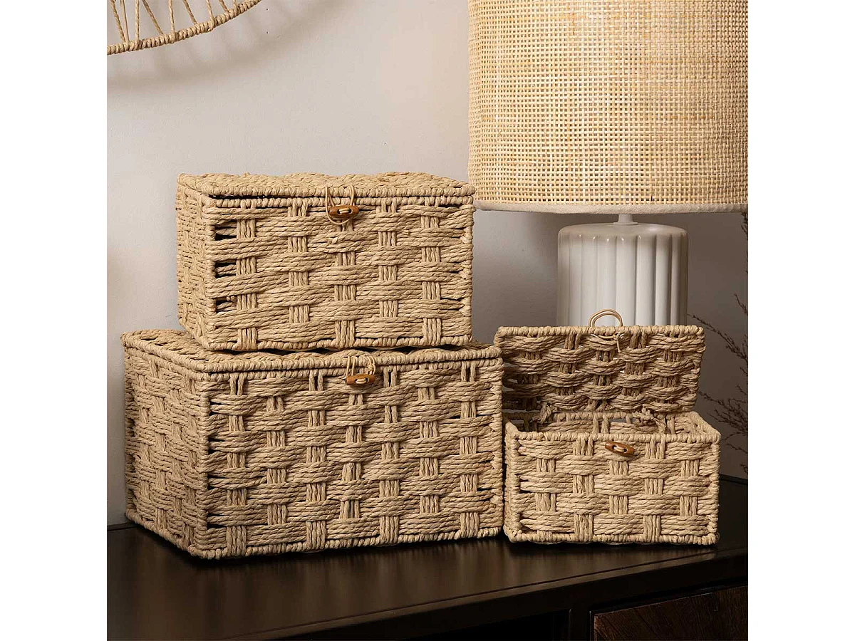 Lot de 3 Boîtes Déco "Elio" 27cm Naturel
