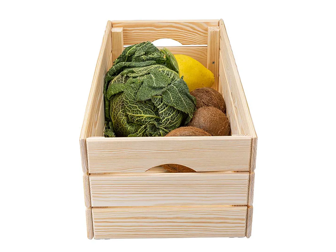 Valloni caisse en bois empilable pour le rangement 65x23x31cm naturel.