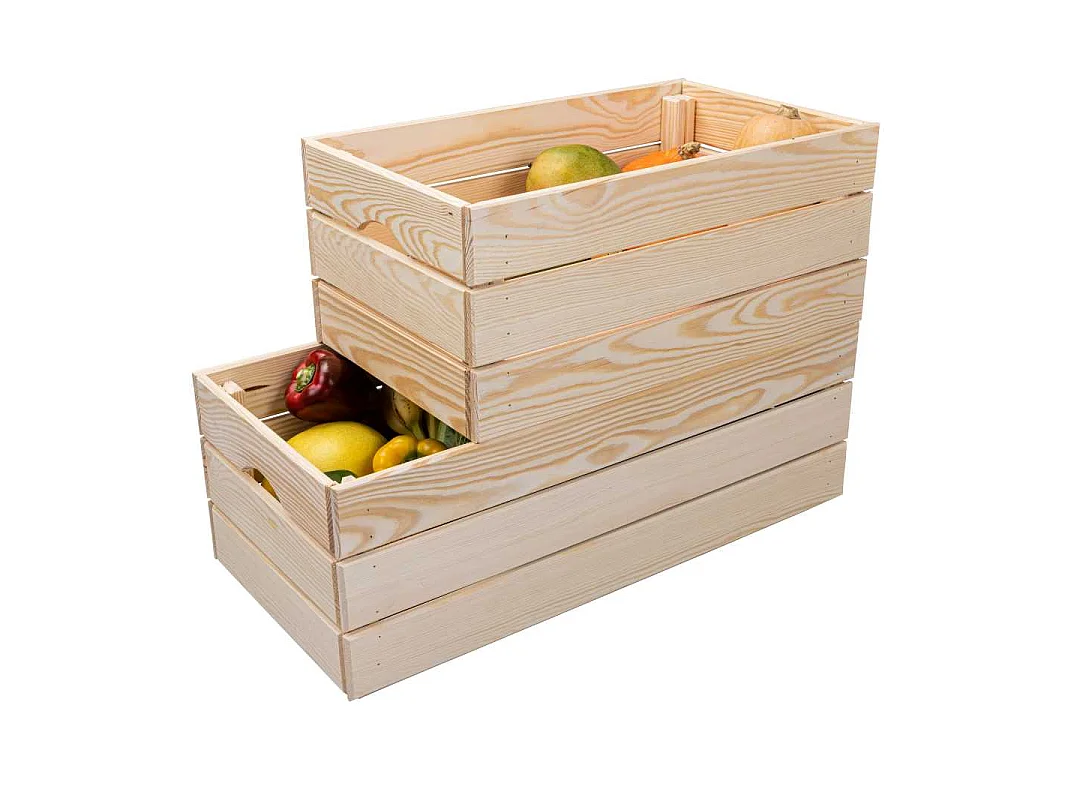Valloni caisse en bois empilable pour le rangement 65x23x31cm naturel.