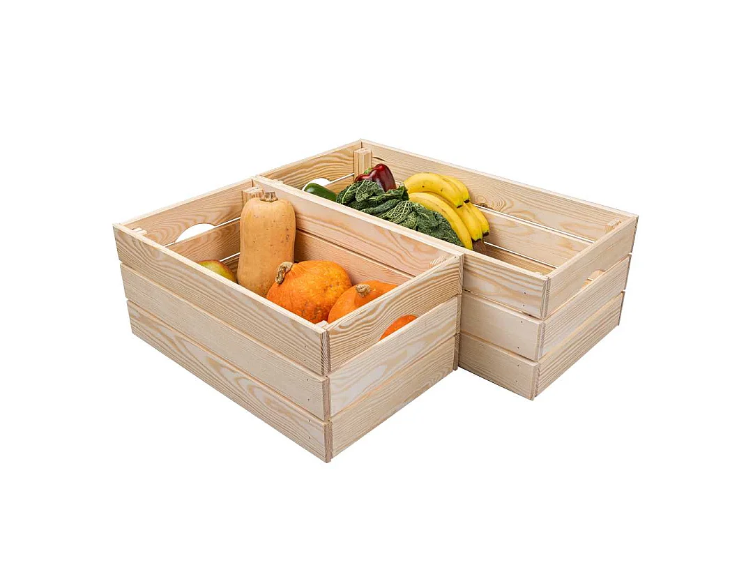Valloni caisse en bois empilable pour le rangement 65x23x31cm naturel.