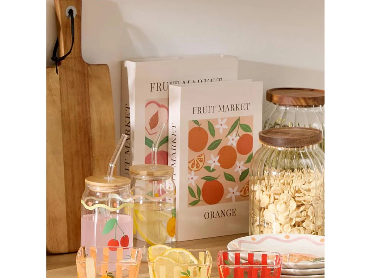 Lot de 2 Boîtes Livres "Fruity" 33cm Beige
