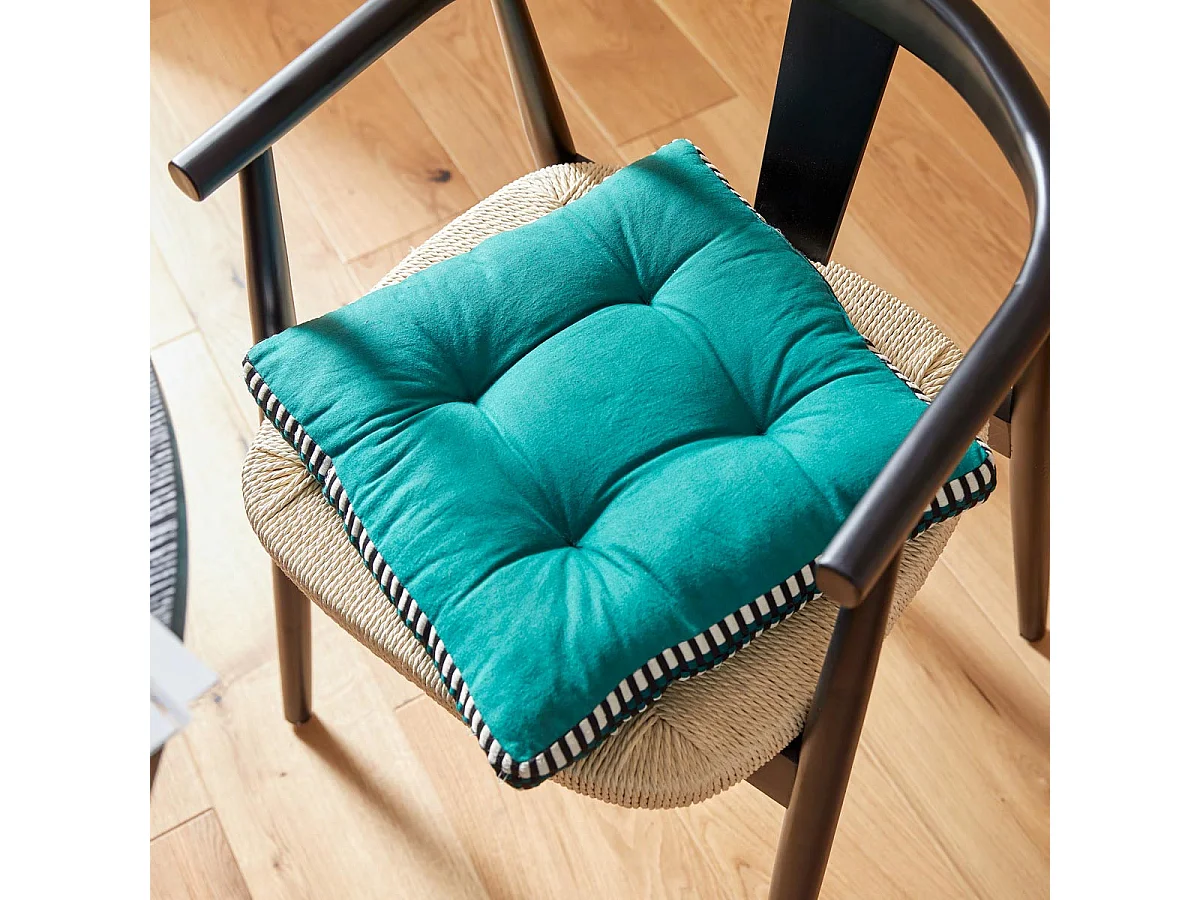 Galette de Chaise Matelassée "Malakite" 38x38cm Vert Cèdre