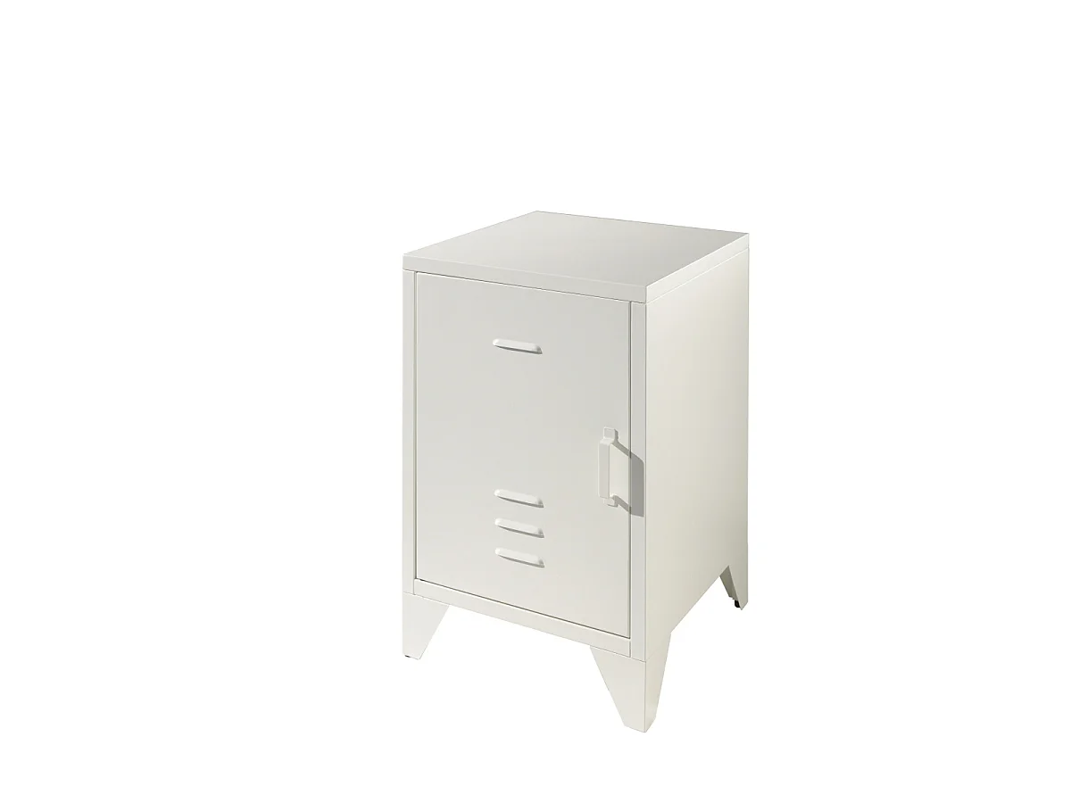 Pack - Lit & Table de Chevet "Bronxx" 90X200cm Blanc