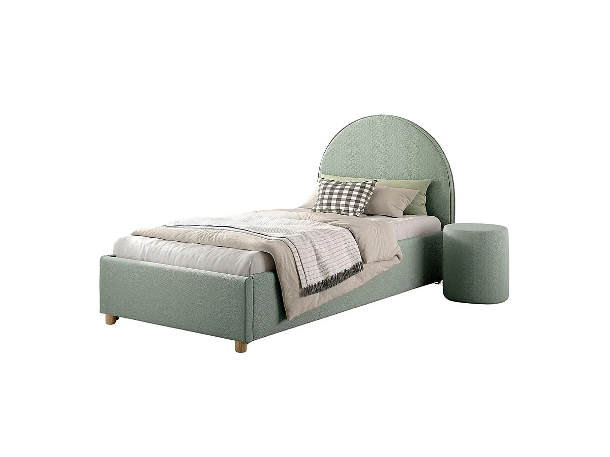 Pack - Lit Coffre Enfant & Pouf "Moon" 90x200cm Vert