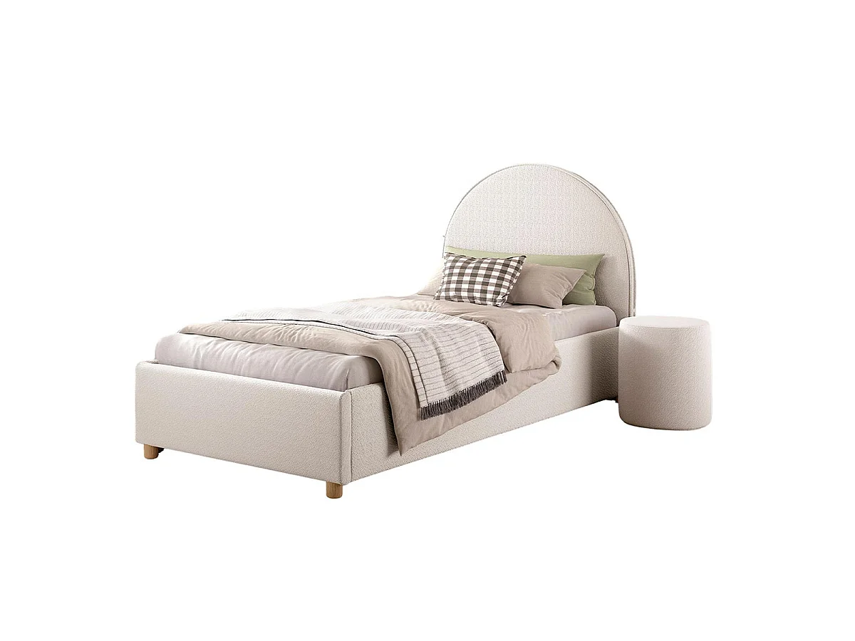 Pack - Lit Coffre Enfant & Pouf "Moon" 90x200cm Blanc