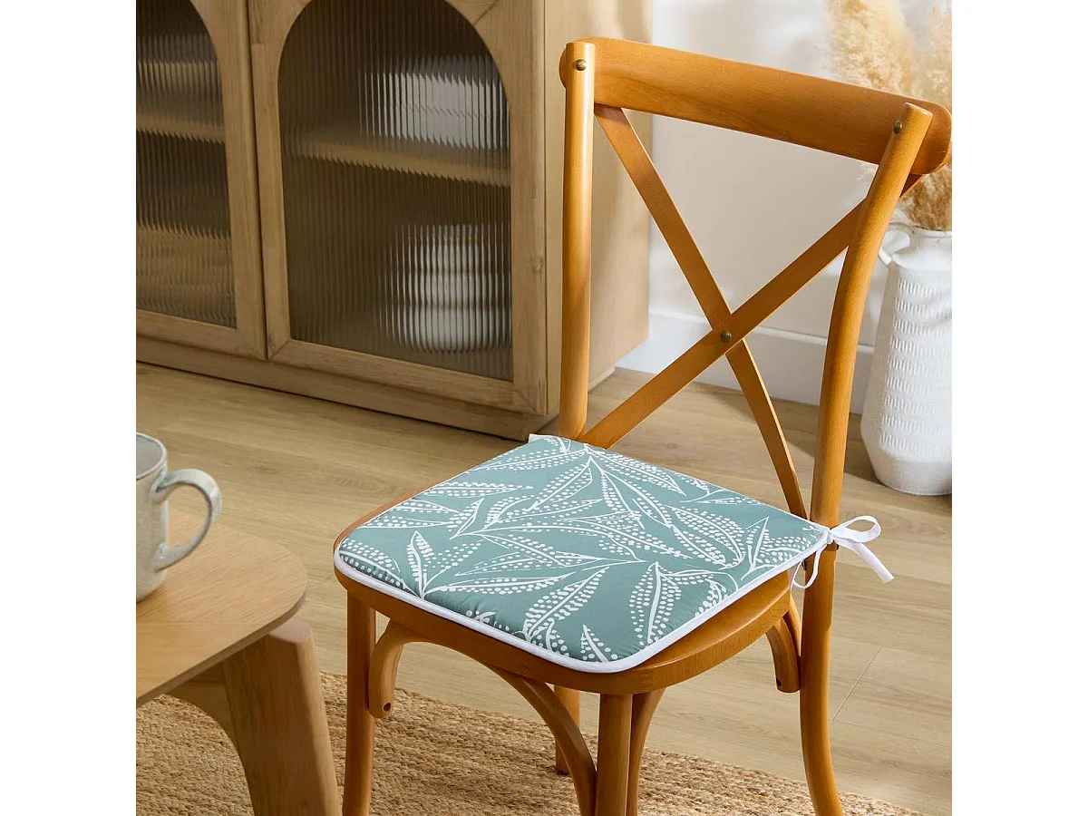 Galette de Chaise Imprimé "Tropical" 39x39cm Vert
