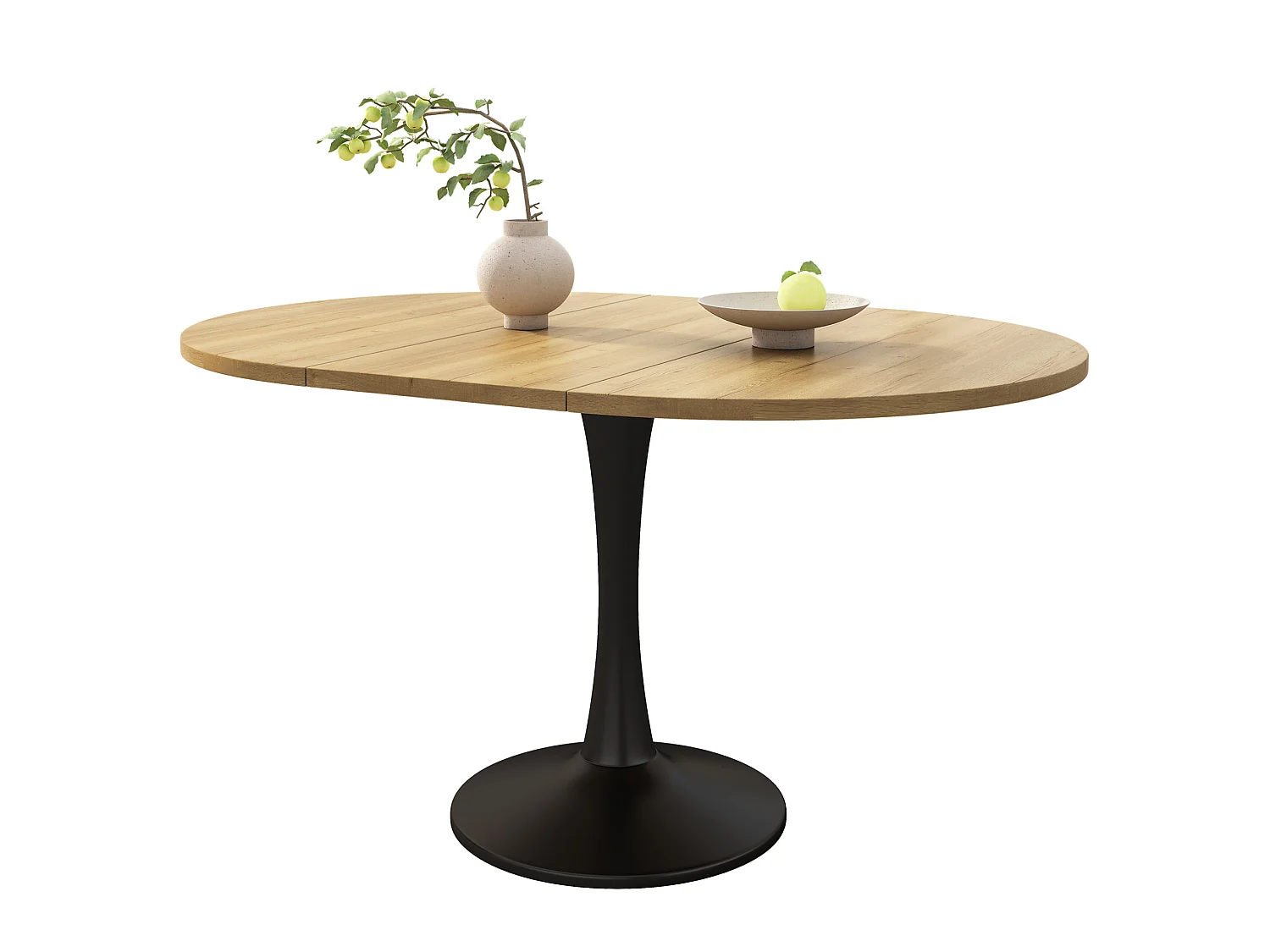 Uitschuifbare eettafel 100/140 x 100 cm - Naturel en zwart