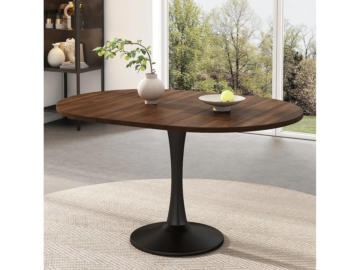 Uitschuifbare eettafel 100/140 x 100 cm - Bruin en zwart