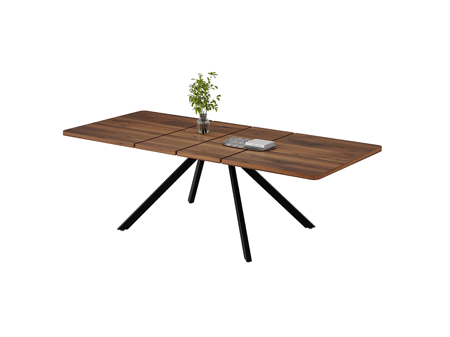 Table à manger extensible 160/200/240 x 90 cm - Pieds en métal - Marron