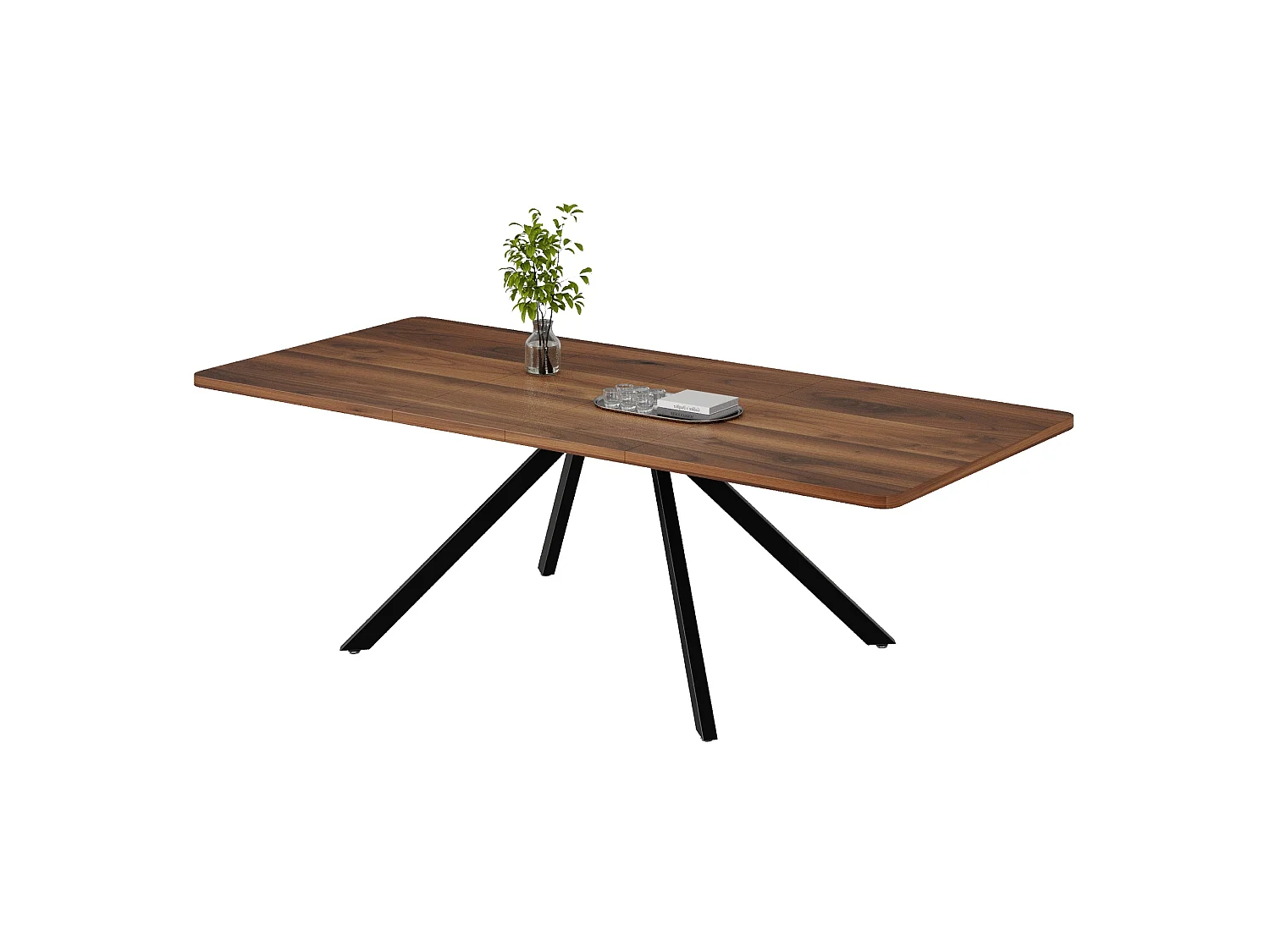 Table à manger extensible 160/200/240 x 90 cm - Pieds en métal - Marron