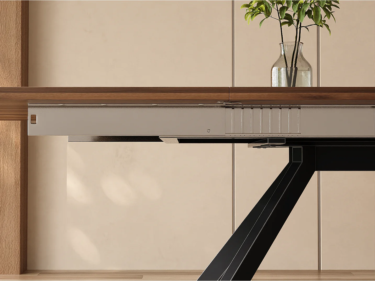 Table à manger extensible 160/200/240 x 90 cm - Pieds en métal - Marron
