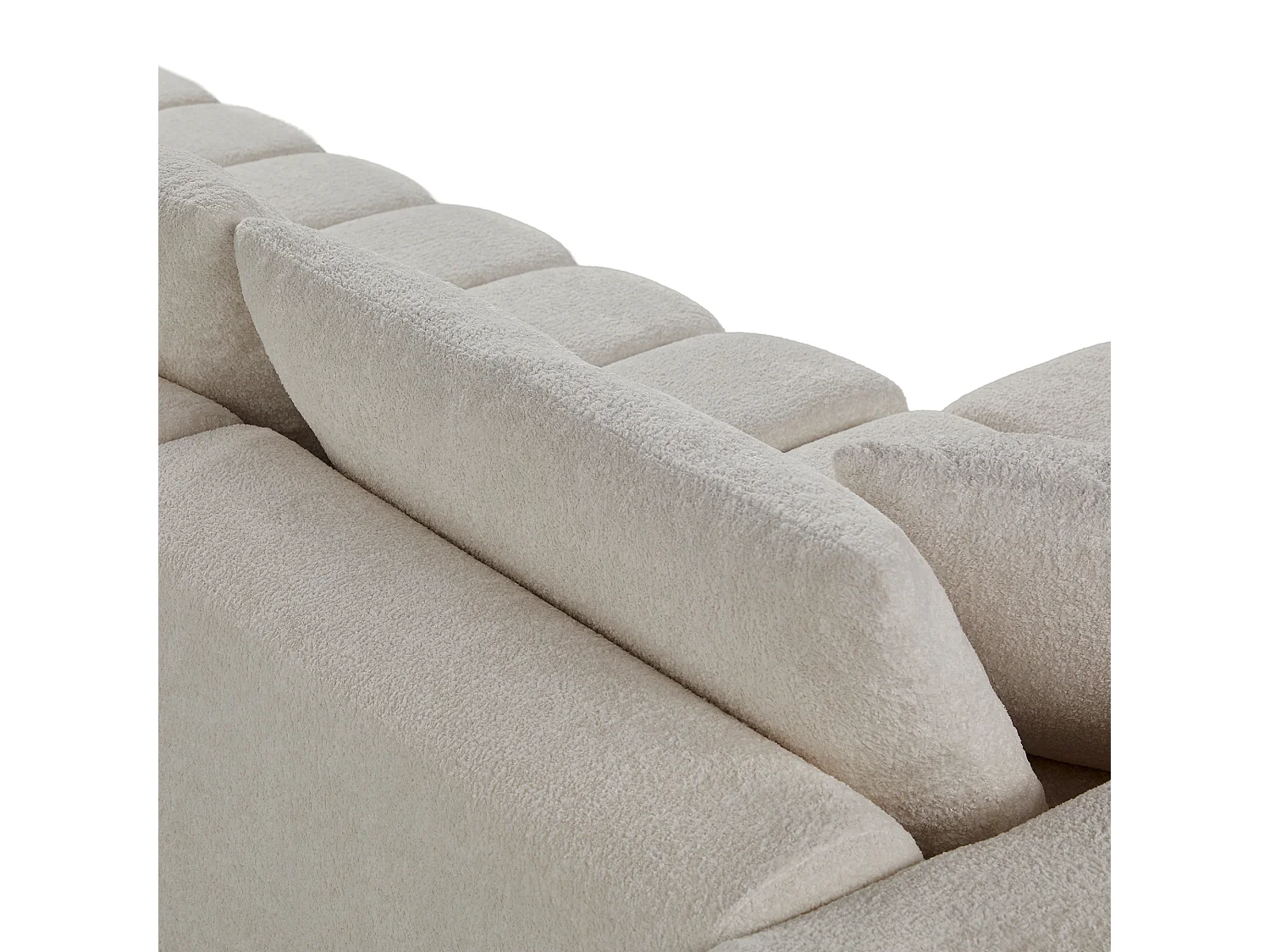 Canapé modulable en L 3 places en tissu chenille avec 5 coussins - Blanc