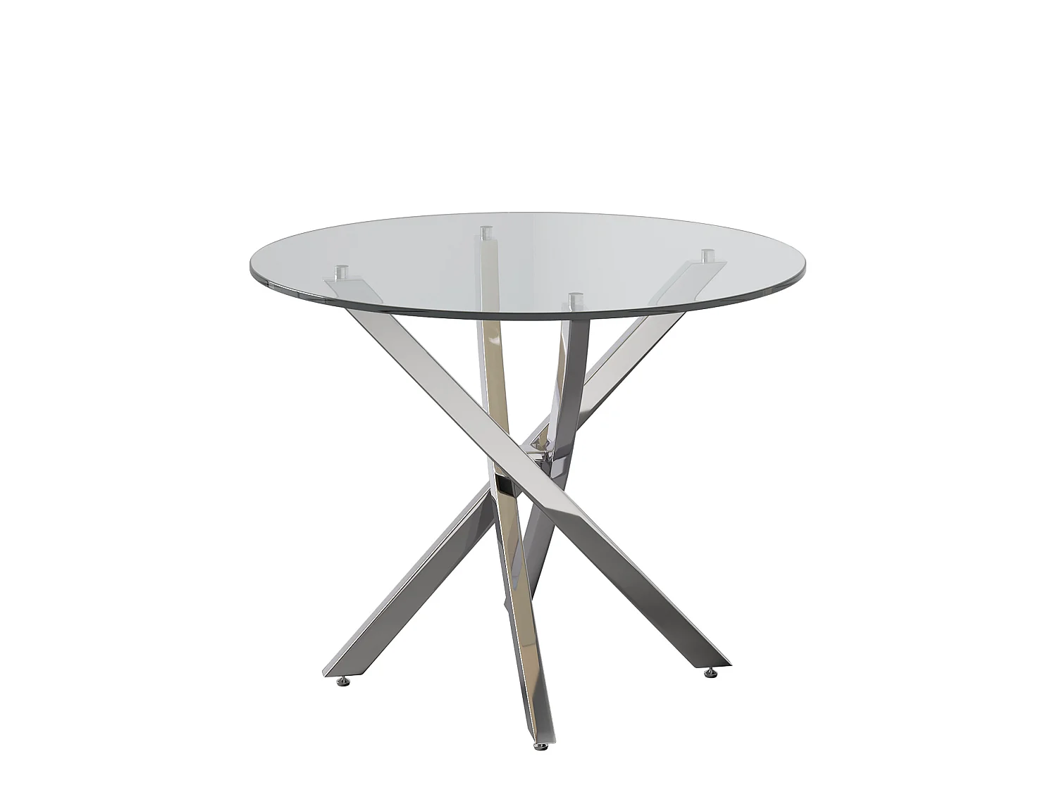 Table à manger ronde 80 cm avec plateau en verre - Argenté