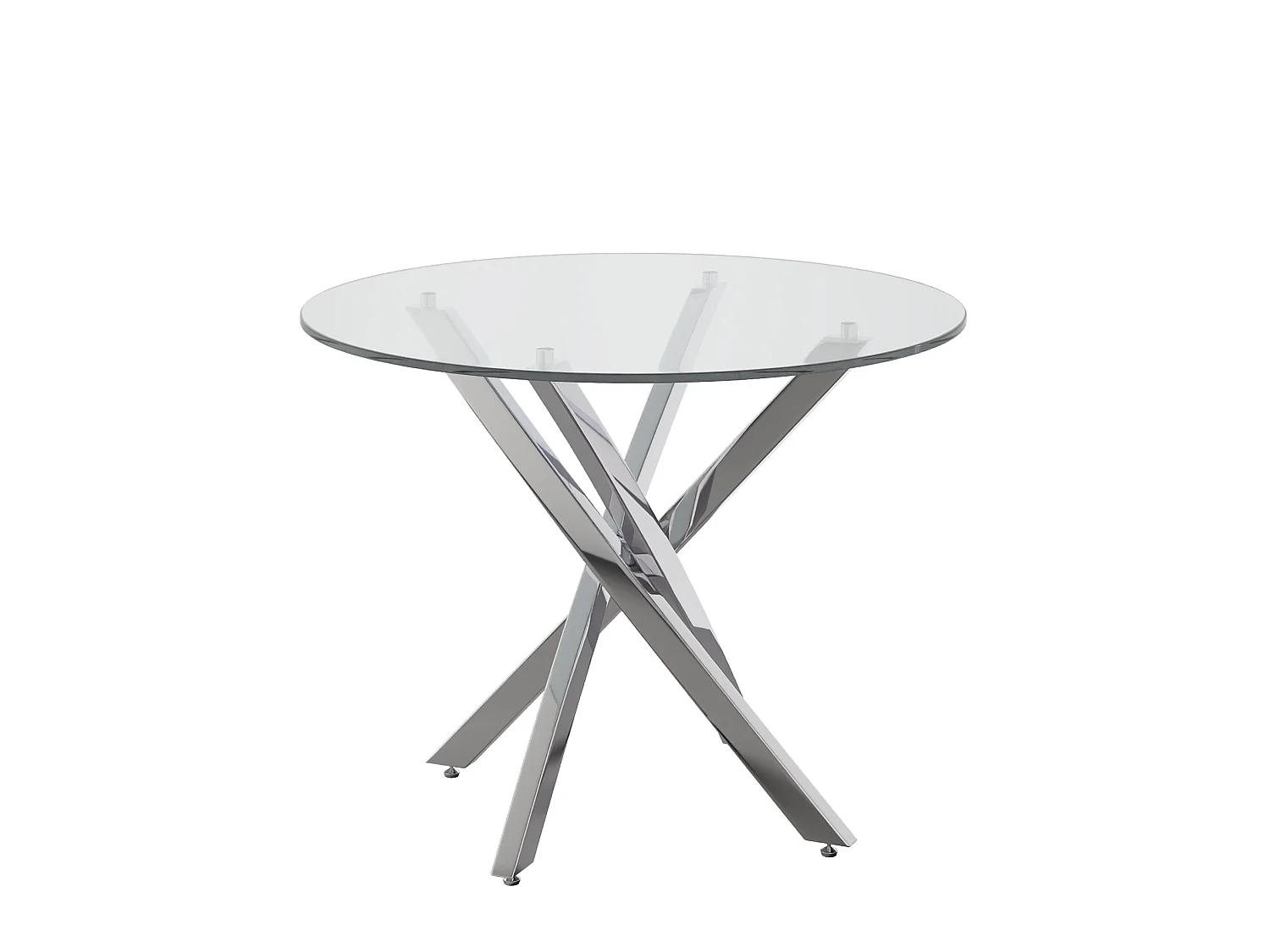 Table à manger ronde 80 cm avec plateau en verre - Argenté