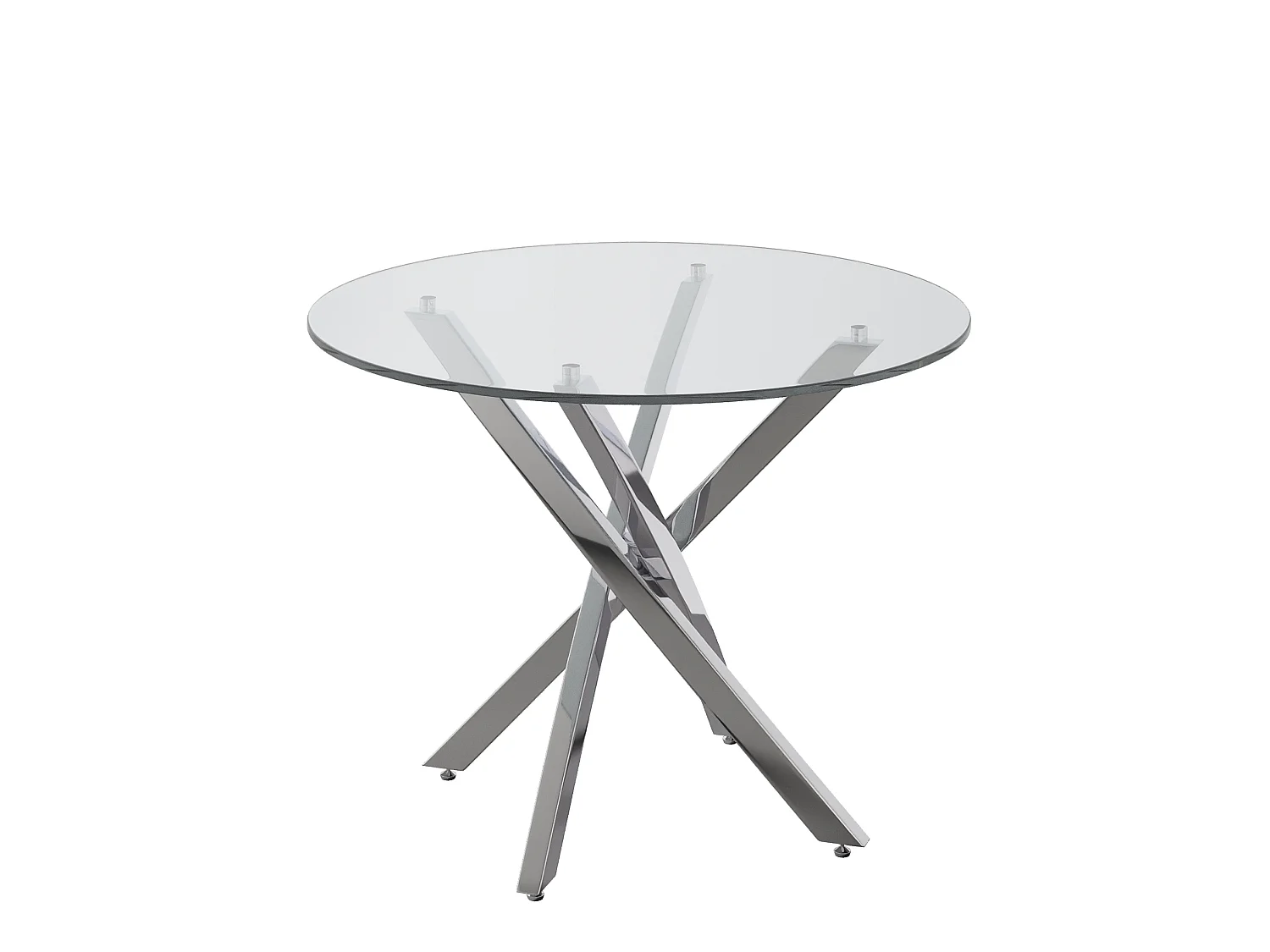 Table à manger ronde 80 cm avec plateau en verre - Argenté