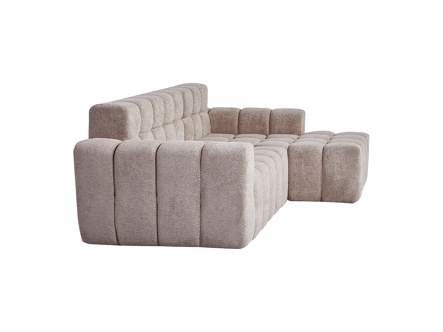 Canapé d'angle modulable 3 places en tissu chenille – Assise profonde - Kaki
