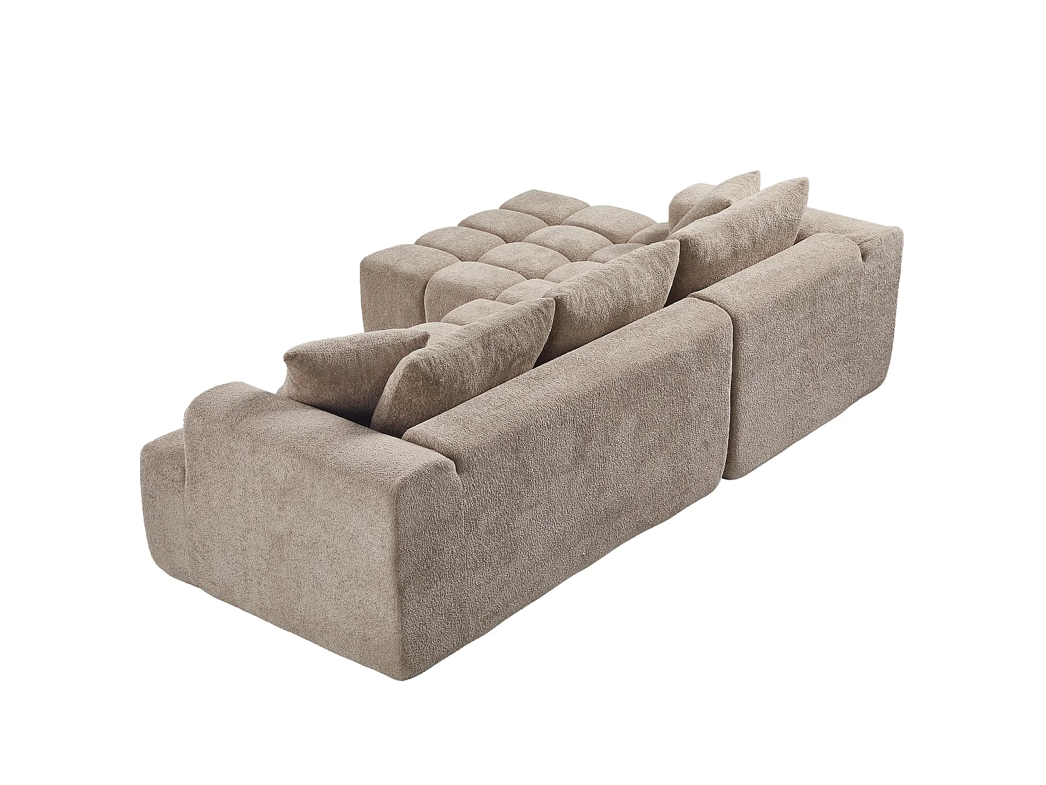 Canapé modulable en L 3 places en tissu chenille avec 5 coussins - Kaki