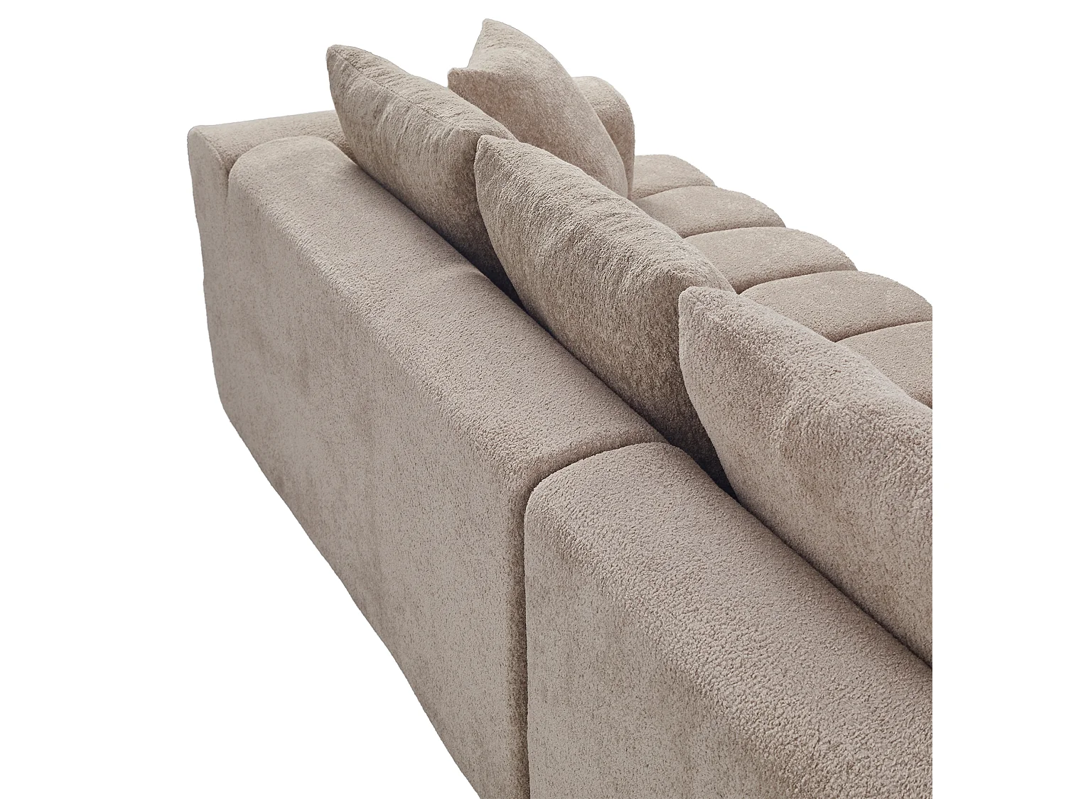 Canapé modulable en L 3 places en tissu chenille avec 5 coussins - Kaki