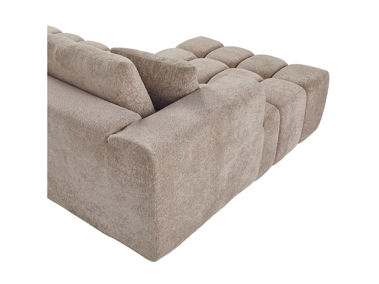 Canapé modulable en L 3 places en tissu chenille avec 5 coussins - Kaki