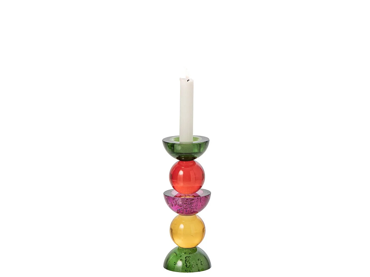 Bougeoir Design en Verre "Yannis" 21cm Multicolore