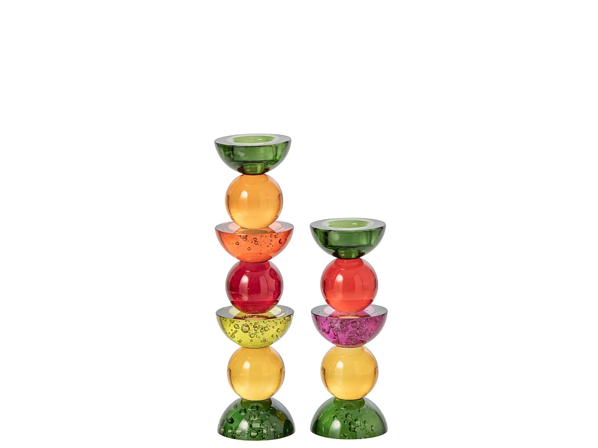 Bougeoir Design en Verre "Yannis" 21cm Multicolore