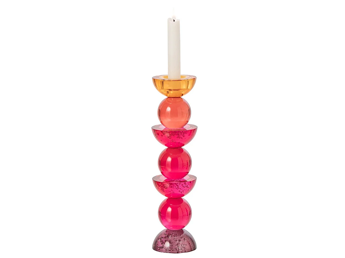 Bougeoir Design en Verre "Yannis" 30cm Rose & Orange