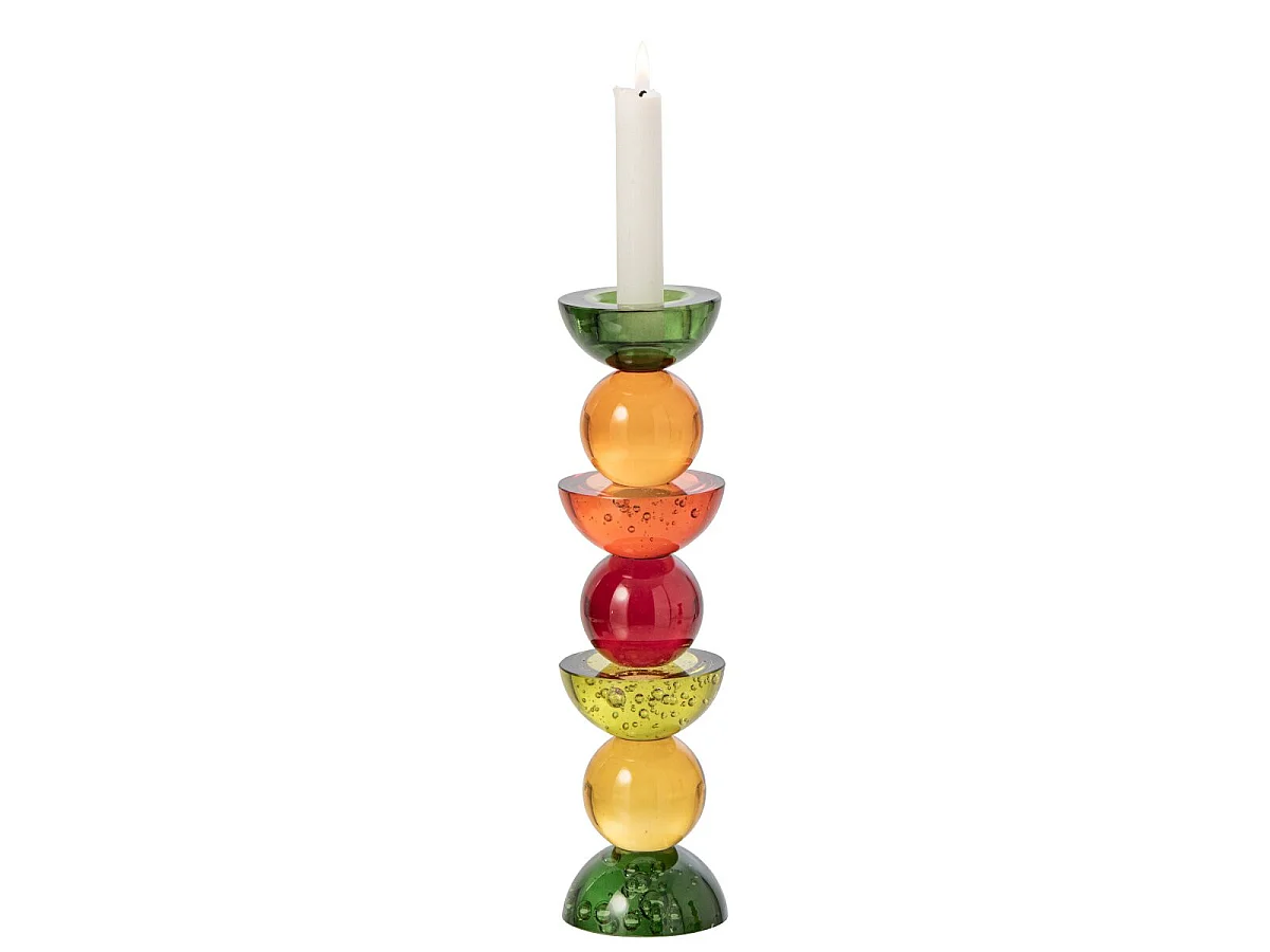 Bougeoir Design en Verre "Yannis" 30cm Multicolore