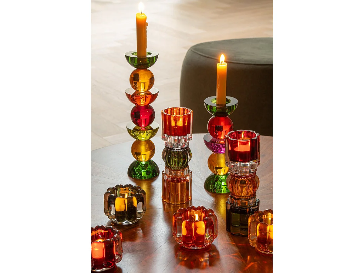 Bougeoir Design en Verre "Yannis" 30cm Multicolore