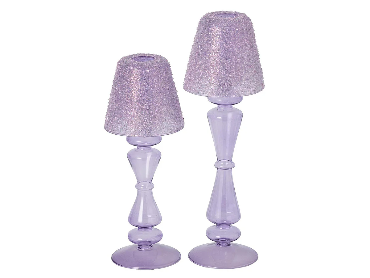 Photophore Lampe en Verre "Silje" 26cm Lilas