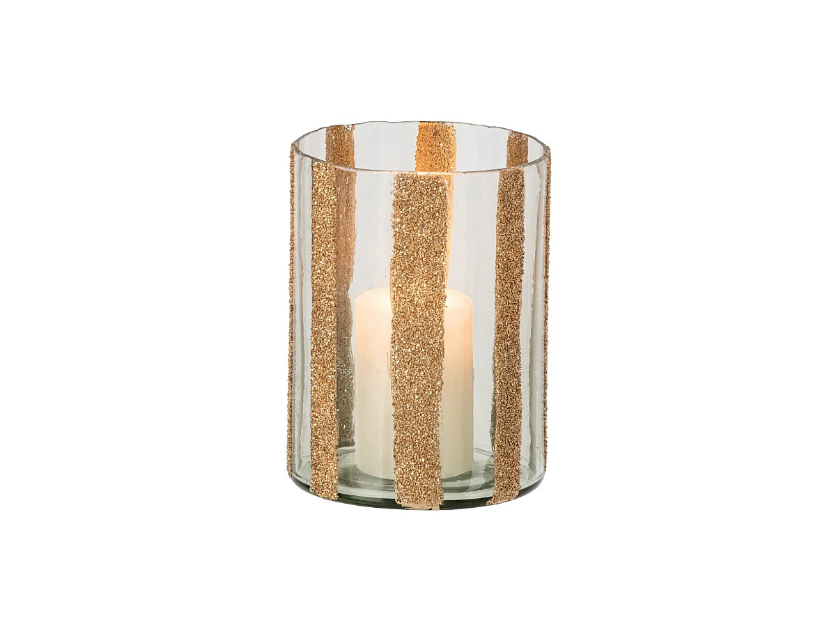 Photophore Cylindrique en Verre "Torben" 20cm Doré