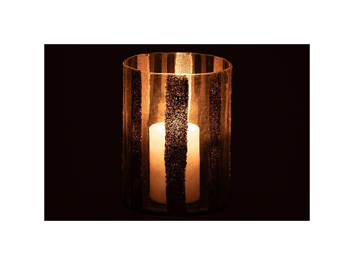 Photophore Cylindrique en Verre "Torben" 20cm Doré