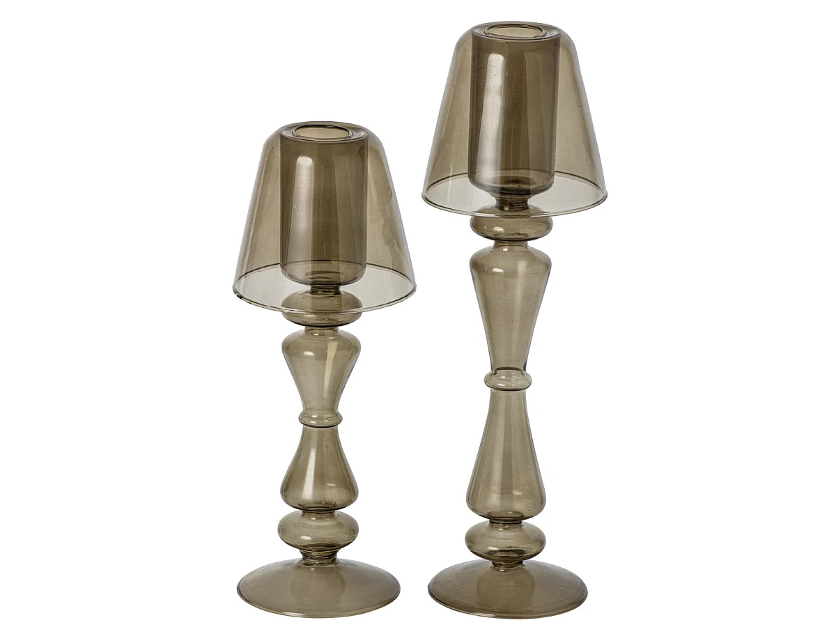 Photophore Lampe en Verre "Silje" 26cm Vert Olive