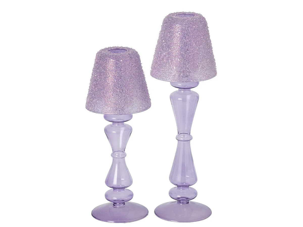 Photophore Lampe en Verre "Silje" 31cm Lilas