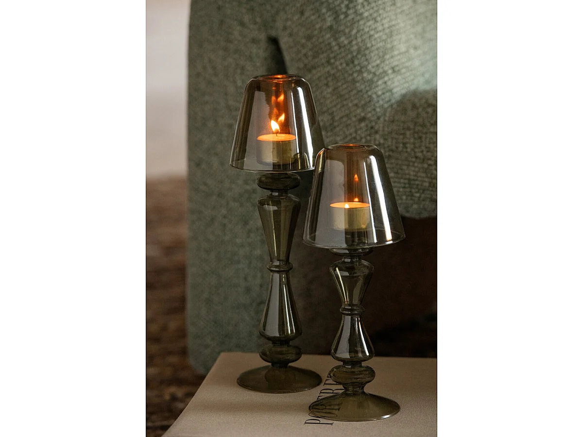 Photophore Lampe en Verre "Silje" 31cm Vert Olive