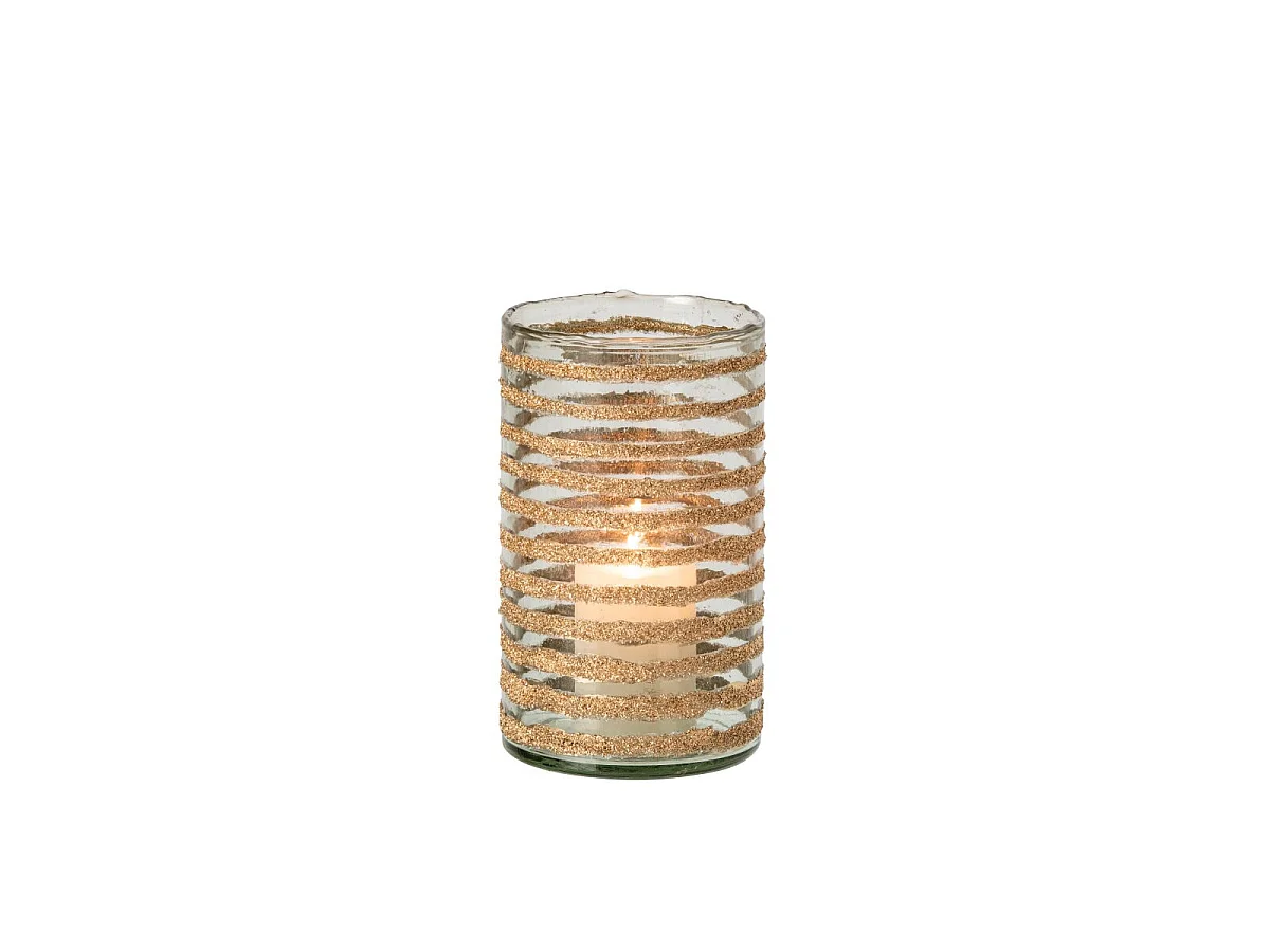 Photophore Cylindrique en Verre "Torben" 25cm Doré