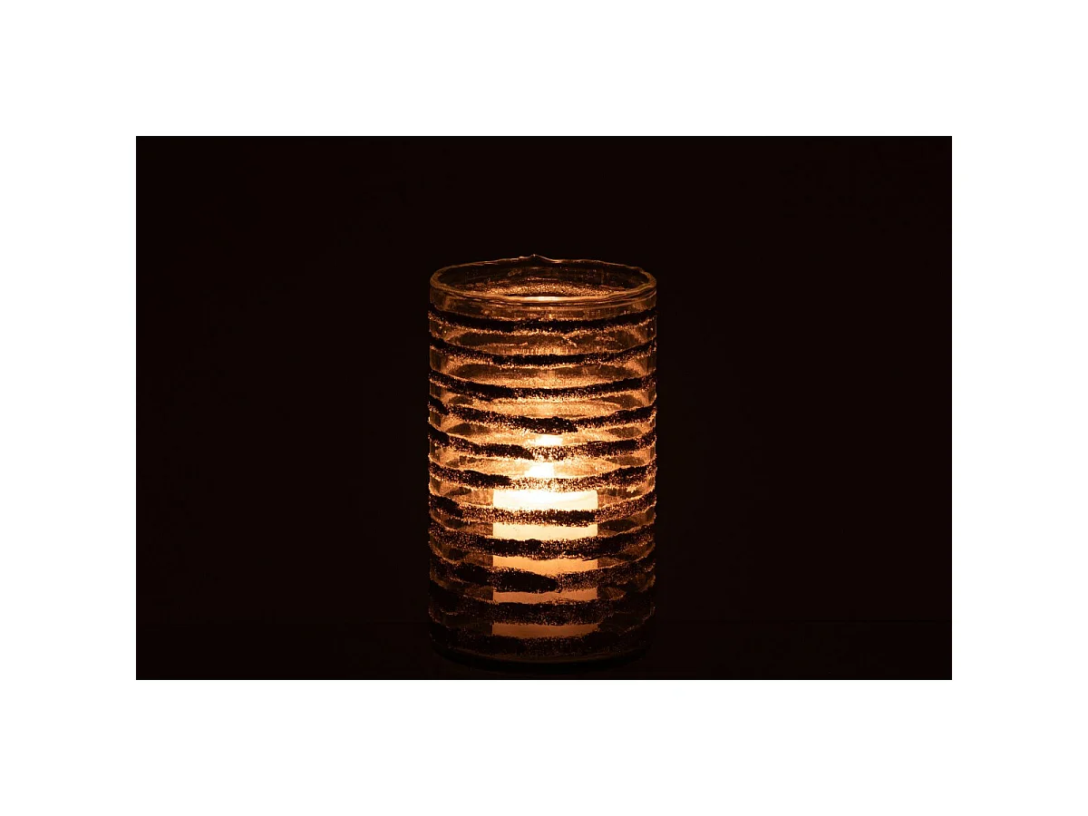 Photophore Cylindrique en Verre "Torben" 25cm Doré