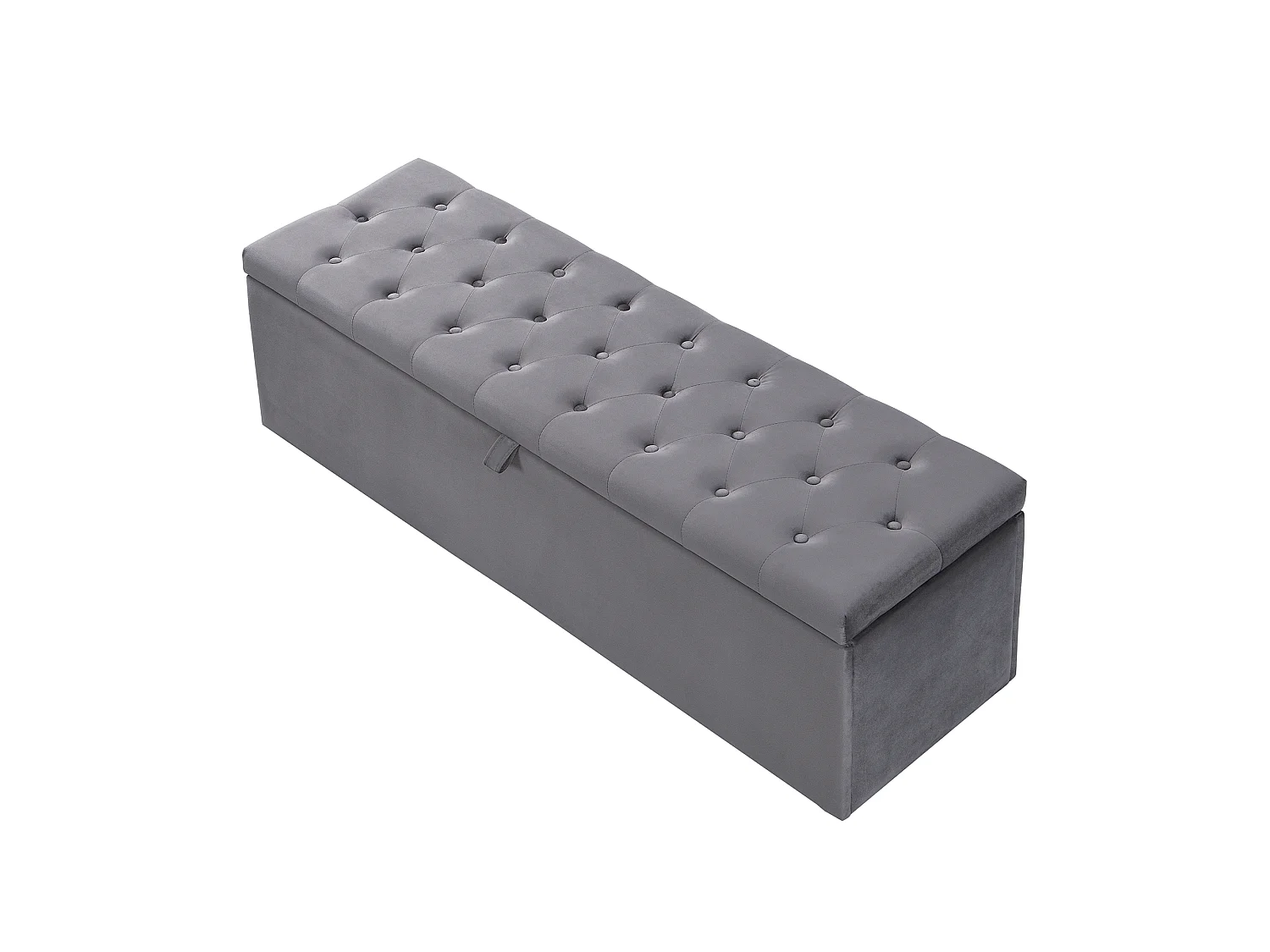 Banc avec rangement, Banc recouvert de velours, Assise rembourrée, Tabouret de lit, Gris 138 x 41 x 42 cm
